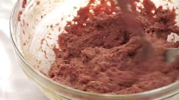 Kött blandning — Stockvideo