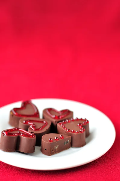 Heart-Shaped Chocolate Candies — Stock Photo, Image