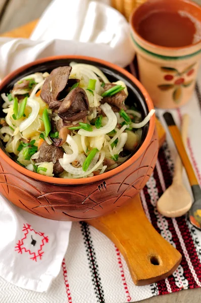 Sauerkraut, Potato and Mushroom Salad — Stock Photo, Image