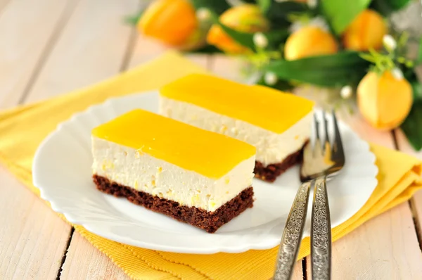 Orangenquarkkuchen — Stockfoto