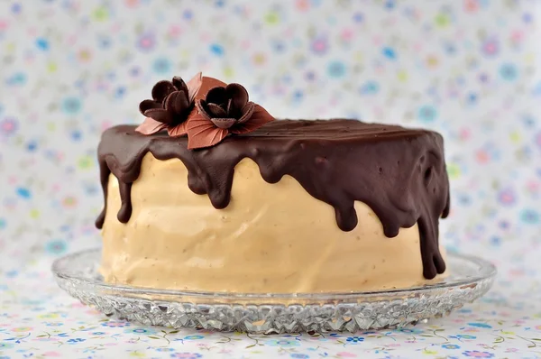 Шоколад и карамельный торт — стоковое фото