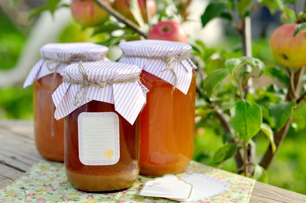 Apfelsaft aus der Dose — Stockfoto