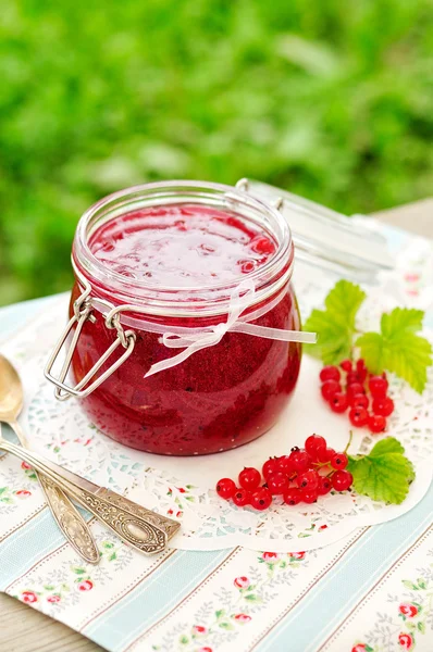 Red Currant Jam, copy space for your text — Stock Photo, Image