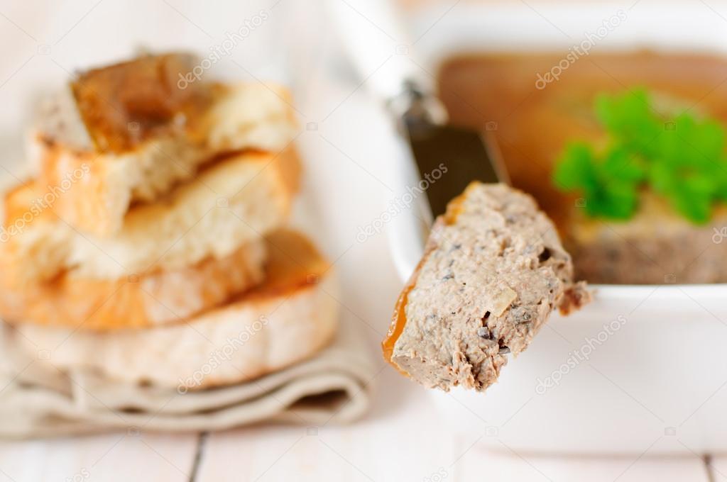 Chicken Liver Pate Topped with Jelly, selective focus, copy space for your text