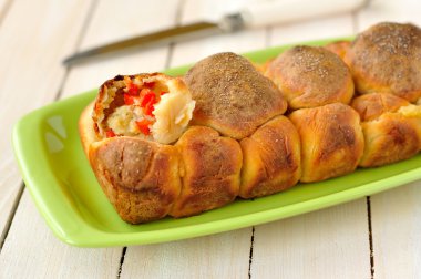 kırmızı biber ve patates maymun ekmek, seçici odak