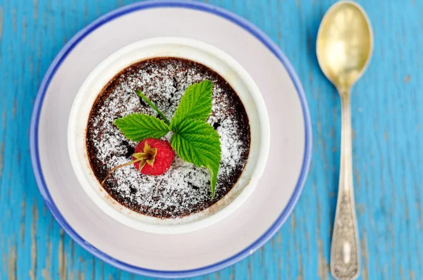 Chocolate raspberry pudding — Stock Photo, Image