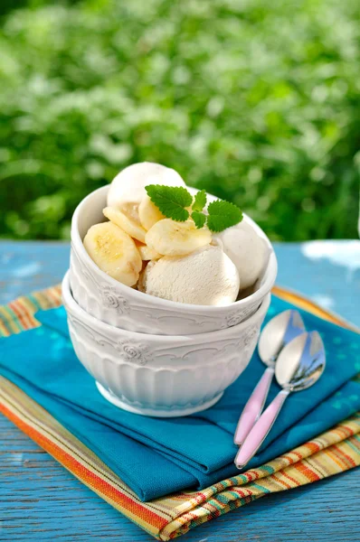 Banana Ice Cream, copy space for your text — Stock Photo, Image