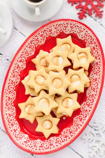 Ginger Shortbread Stars with Marshmallow Filling — Stock Photo, Image
