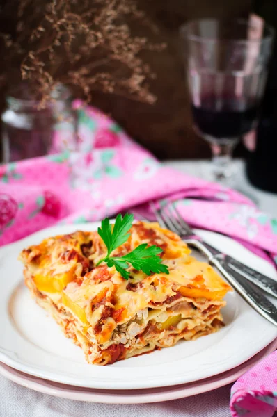 Chicken and Pumpkin Lasagna — Stock Photo, Image