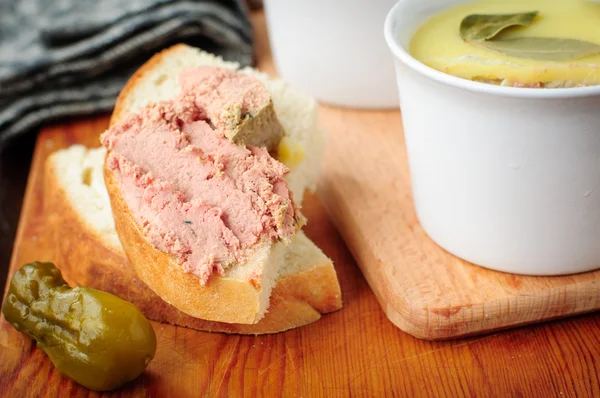 Baked Chicken Liver Pate on Toast — Stock Photo, Image