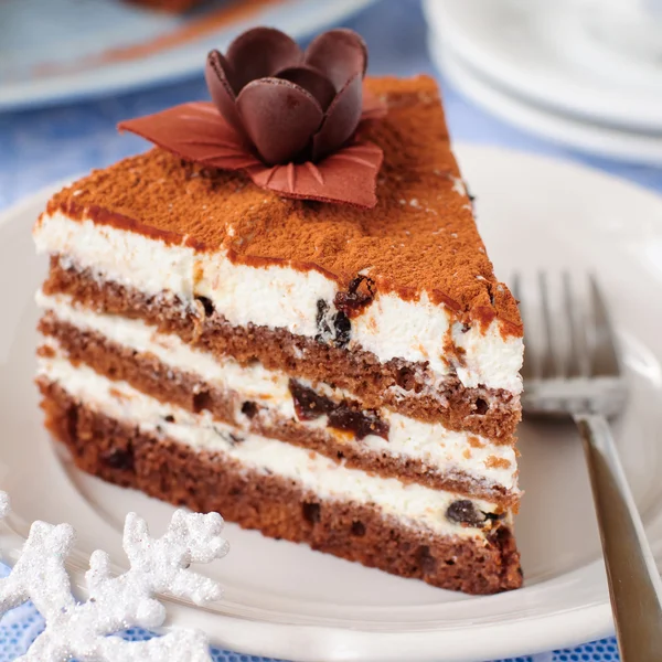 Chocolate, Quark and Prune Layer Cake — Stock Photo, Image