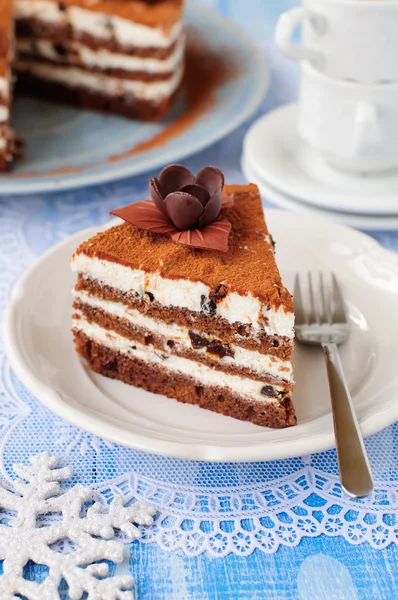 Bolo de Chocolate, Quark e Prune Layer — Fotografia de Stock