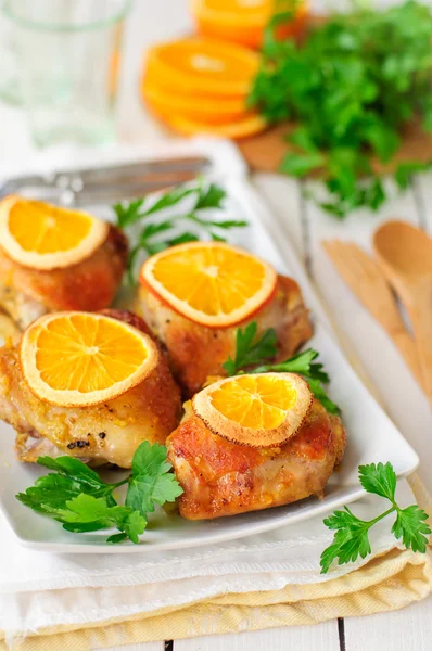 Roast Chicken with Oranges — Stock Photo, Image