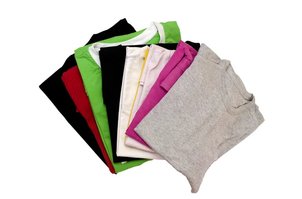 Folded clothes isolated on white — Stock Photo, Image