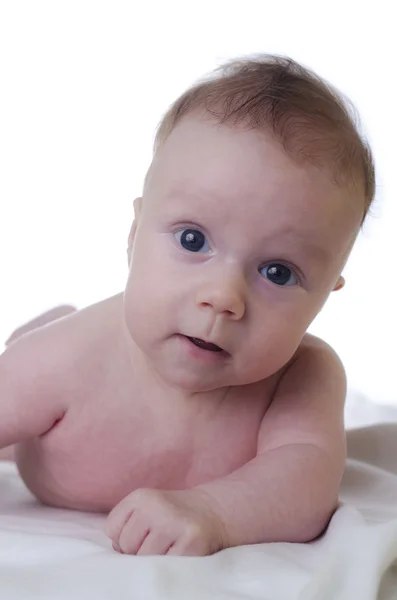 Bebê em um fundo branco — Fotografia de Stock