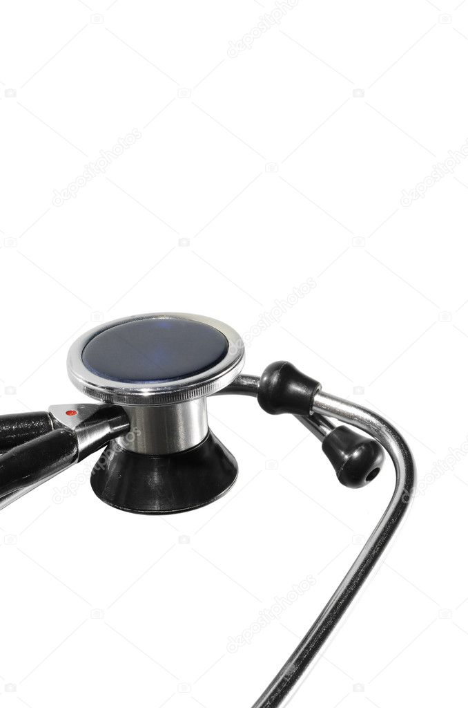 Stethoscope on white background cropped vertically