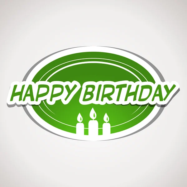 Green happy birthday sticker — Stock Vector