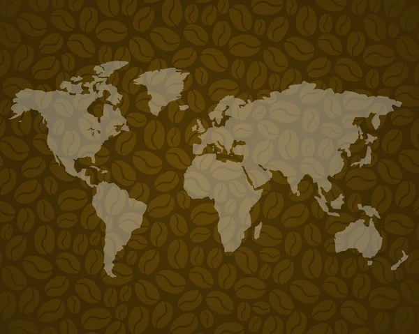 Kaffee Hintergrund 3 mit Weltkarte — Stockvektor