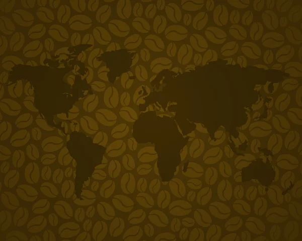 Café fondo 3 con mapa del mundo marrón — Vector de stock