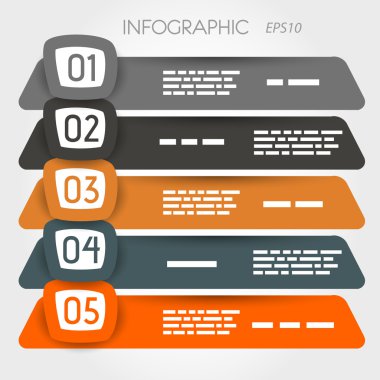Yuvarlatılmış Kare rouned eğik Infographic beş seçenekleri