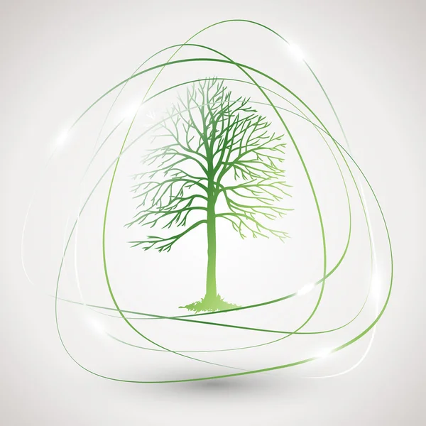 Línea verde con árbol — Archivo Imágenes Vectoriales