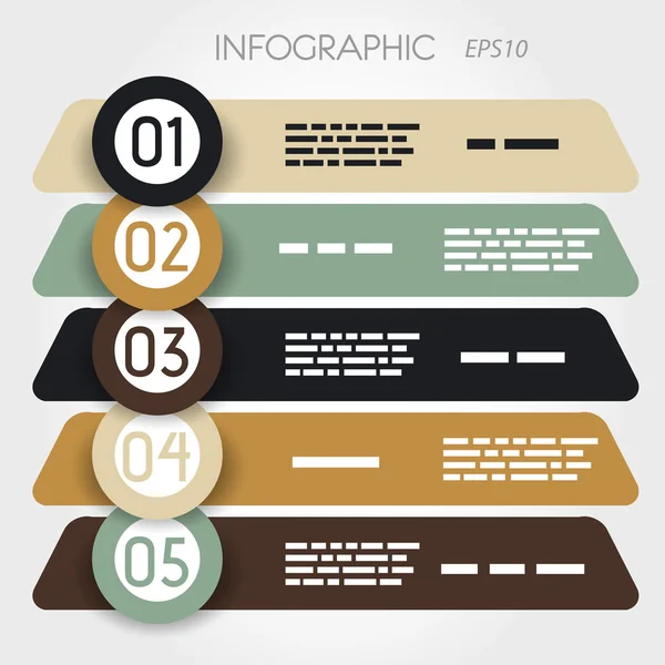 Infografía oblicua redondeada cinco opciones en anillos grandes — Vector de stock