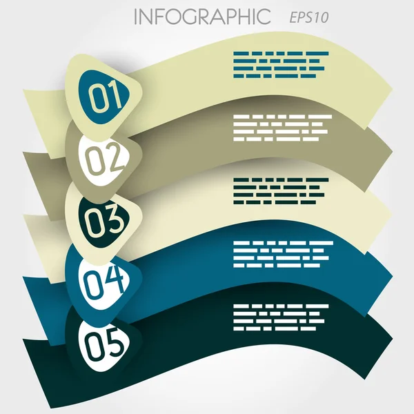 Infografía de onda cinco opciones en flechas grandes — Vector de stock