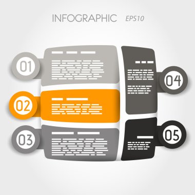 gri ve turuncu kare Infographic düzeni büyük yüzük yuvarlak