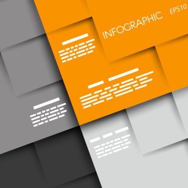 yuvarlak turuncu ve gri Infographic kareler abcd