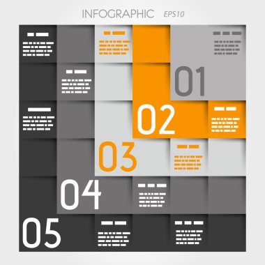 Infographic 5 l seçenekler gri ve turuncu kare