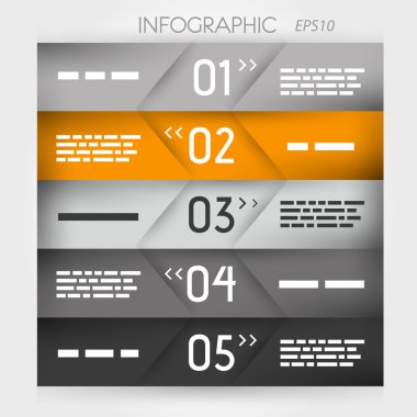 Ortadaki turuncu Infographic beş oblik seçenekleri