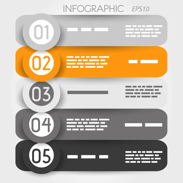 Infografica arrotondata grigia e arancione con anelli grandi — Vettoriale Stock