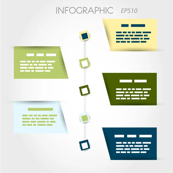 Linea temporale quadrata obliqua infografica — Vettoriale Stock