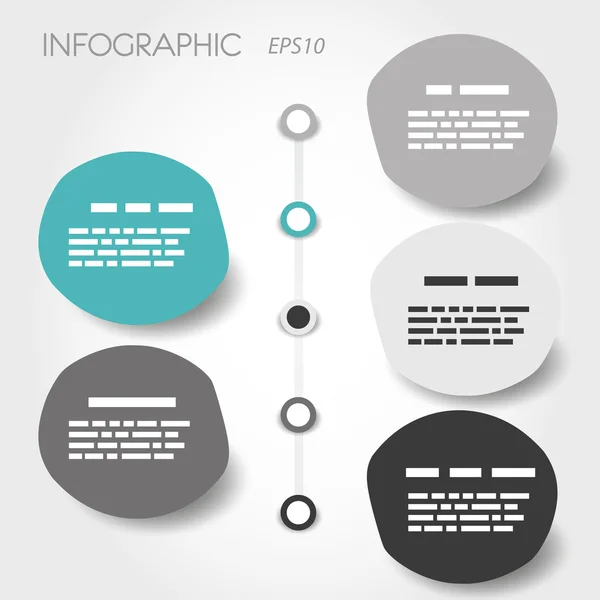 Infográfico de linha do tempo de bolha grande cinza e turquesa com anéis — Vetor de Stock