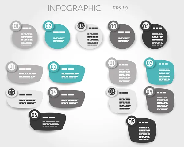 Éléments d'article turquoise et gris cinq options — Image vectorielle