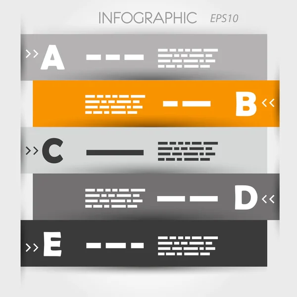 Zig zag gris et orange cinq options avec lettres — Image vectorielle