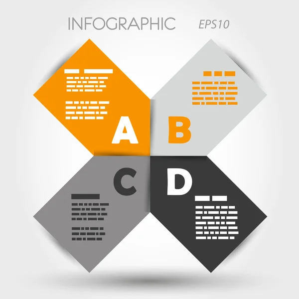 Pătrate infografice portocalii și gri rotunjite ABCD — Vector de stoc