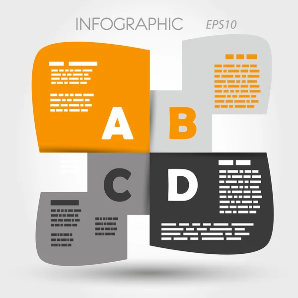 Oranžové a šedé infographic zaoblené čtverce abcd — Stockový vektor