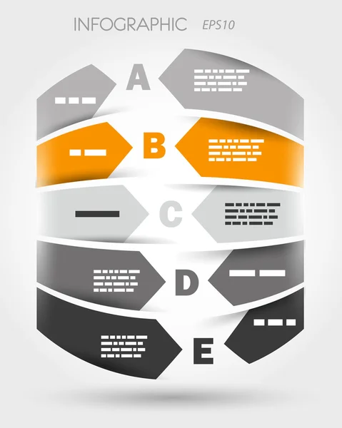 Cilindro infografico arancione e grigio dalle frecce — Vettoriale Stock