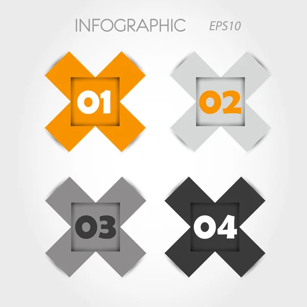 Oranje en grijs infographic x met getallen — Stockvector