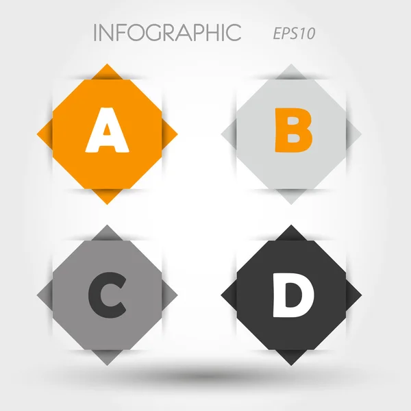 Orange och grå rhombus infographic abcd — Stock vektor