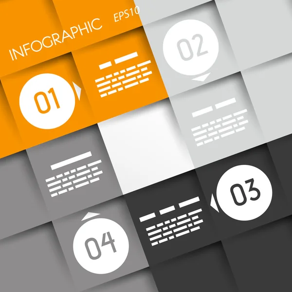 リングとオレンジ色の大きな正方形インフォ グラフィック 4 オプション — ストックベクタ