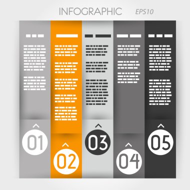 Turuncu sütun Infographic beş Yüzüklerin zig zag seçeneklerinde