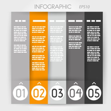 Turuncu sütun Infographic beş seçenek yüzük