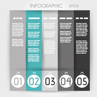 Turkuaz sütun Infographic beş seçenek yüzük