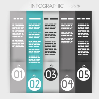 Turkuaz sütun Infographic beş Yüzüklerin zig zag seçeneklerinde