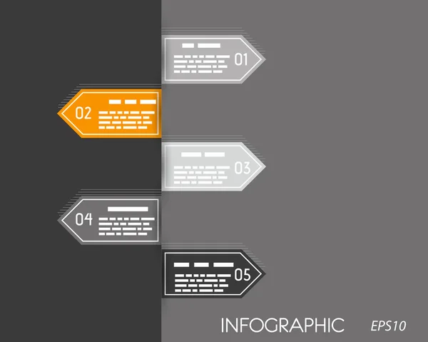 Turuncu koyu Infographic oklar — Stok Vektör