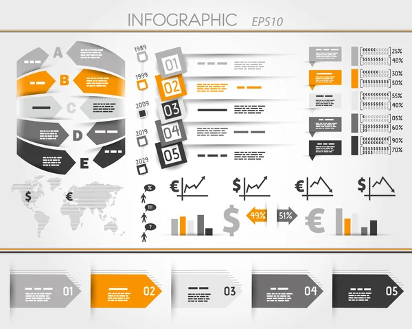 Naranja mundo de los negocios cuadrado infografía — Vector de stock