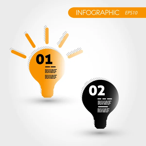 2 つのオレンジ色のインフォ グラフィック電球 — ストックベクタ