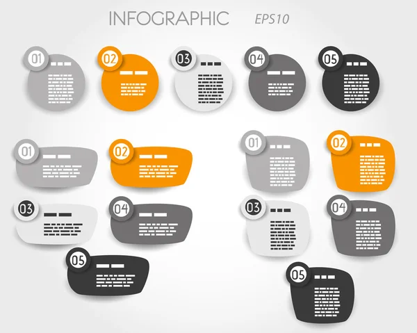 Artículo naranja elementos cinco otpions — Archivo Imágenes Vectoriales